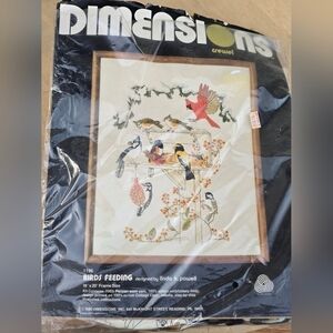 Dimensions Needlepoint Birds Feeding Crewel Kit 1196 Vintage 1980 New 16x20